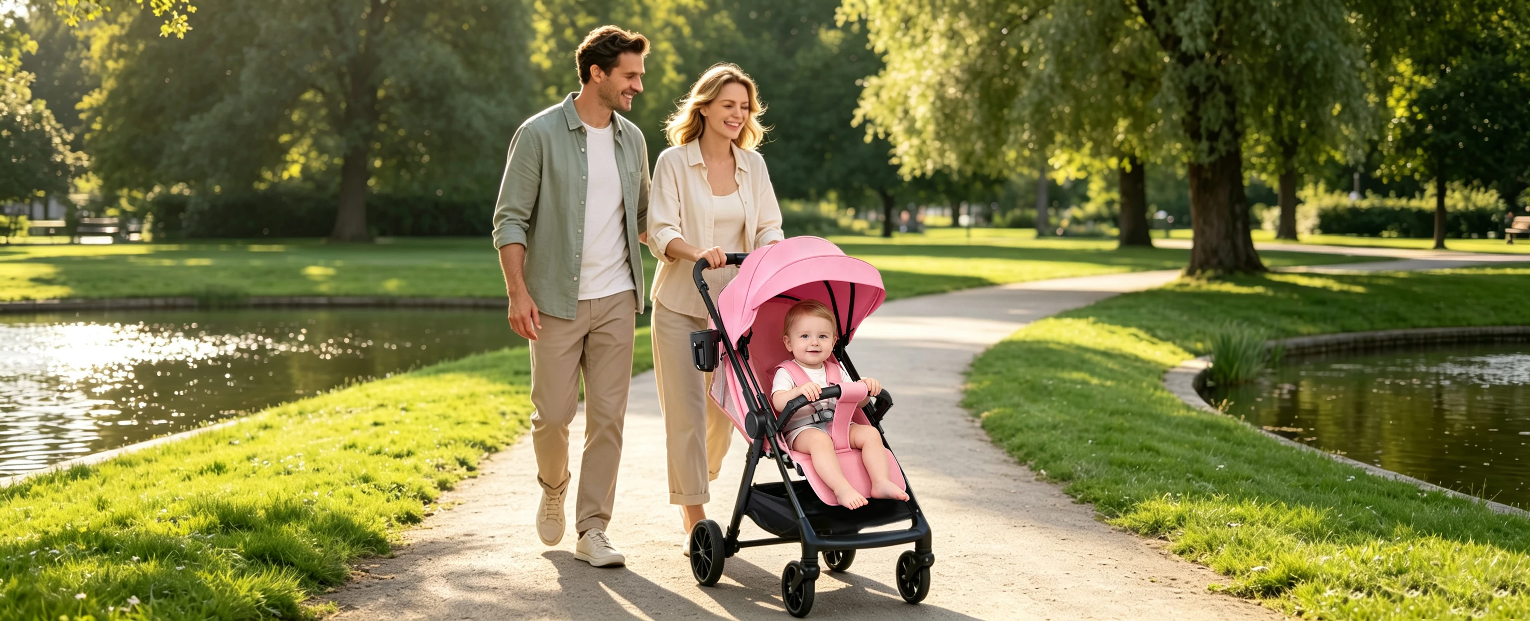 Lightweight Baby Stroller 2-in-1 can Sit and Lie Down Baby Pram Infant and Toddler Supplies Foldable Baby Pushchair with Universal Wheels Portable Baby Buggy One-button Folding Cost-effective Baby Carriage