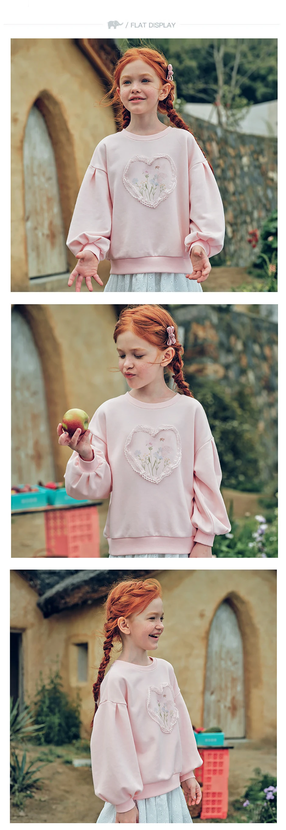 Dave Bella Girls Long Sleeve Pink Pullover 7-13 Years Children Autumn Spring Sweatshit Sweet Outdoor Floral Hoodies DK3262525