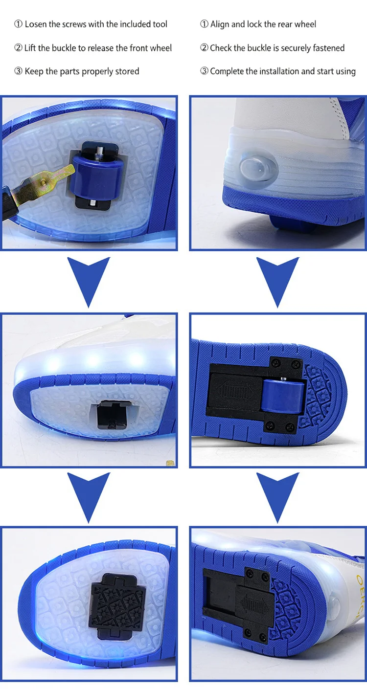 Two Wheels Children's LED Light-Up Roller Skate Shoes Breathable Mesh Kids Boys Girls Glowing Sport Luminous Sneakers Size 29-38