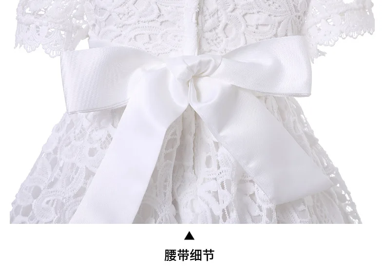 New Baby Girl Long Dresses White Lace Infant Girl Baptism Dress with Hat Kid Clothing