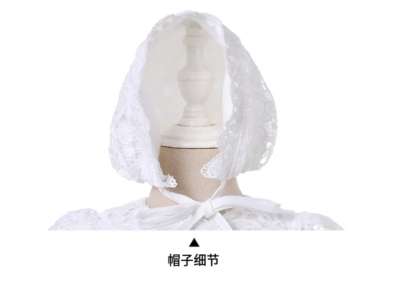 New Baby Girl Long Dresses White Lace Infant Girl Baptism Dress with Hat Kid Clothing