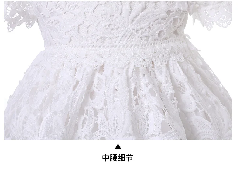 New Baby Girl Long Dresses White Lace Infant Girl Baptism Dress with Hat Kid Clothing
