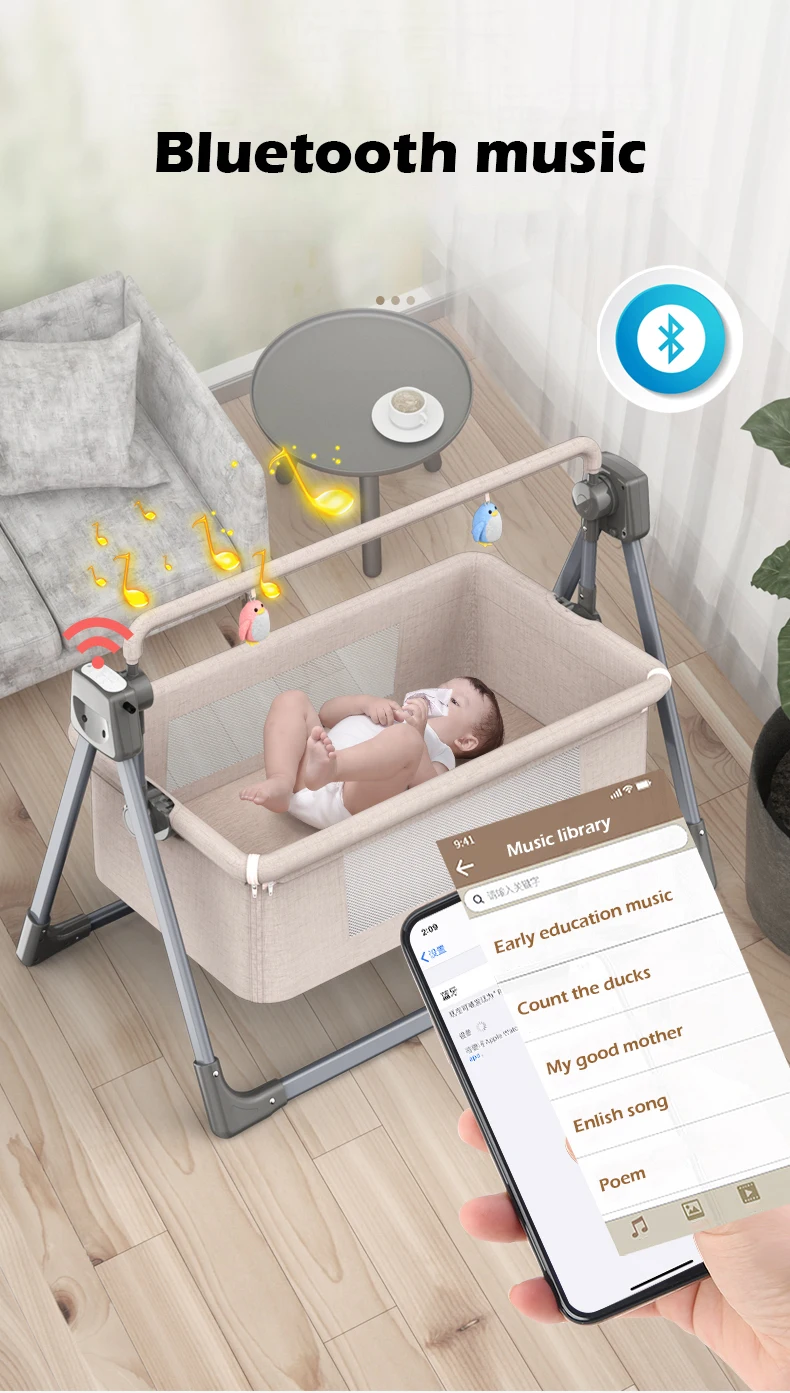 Baby Multifunctional Electric Cradle Rocking Bed Rocking Chair Newborn Smart Coax Baby Soothing Artifact Sleeping Basket