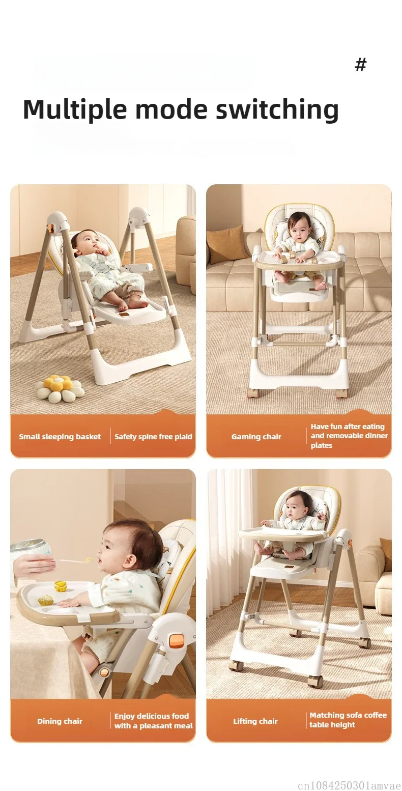 Lightweight Foldable Baby Dining Chair Home Portable Baby Dining Chair 2-in-1 Children's Rocking Chair Adjustable Height