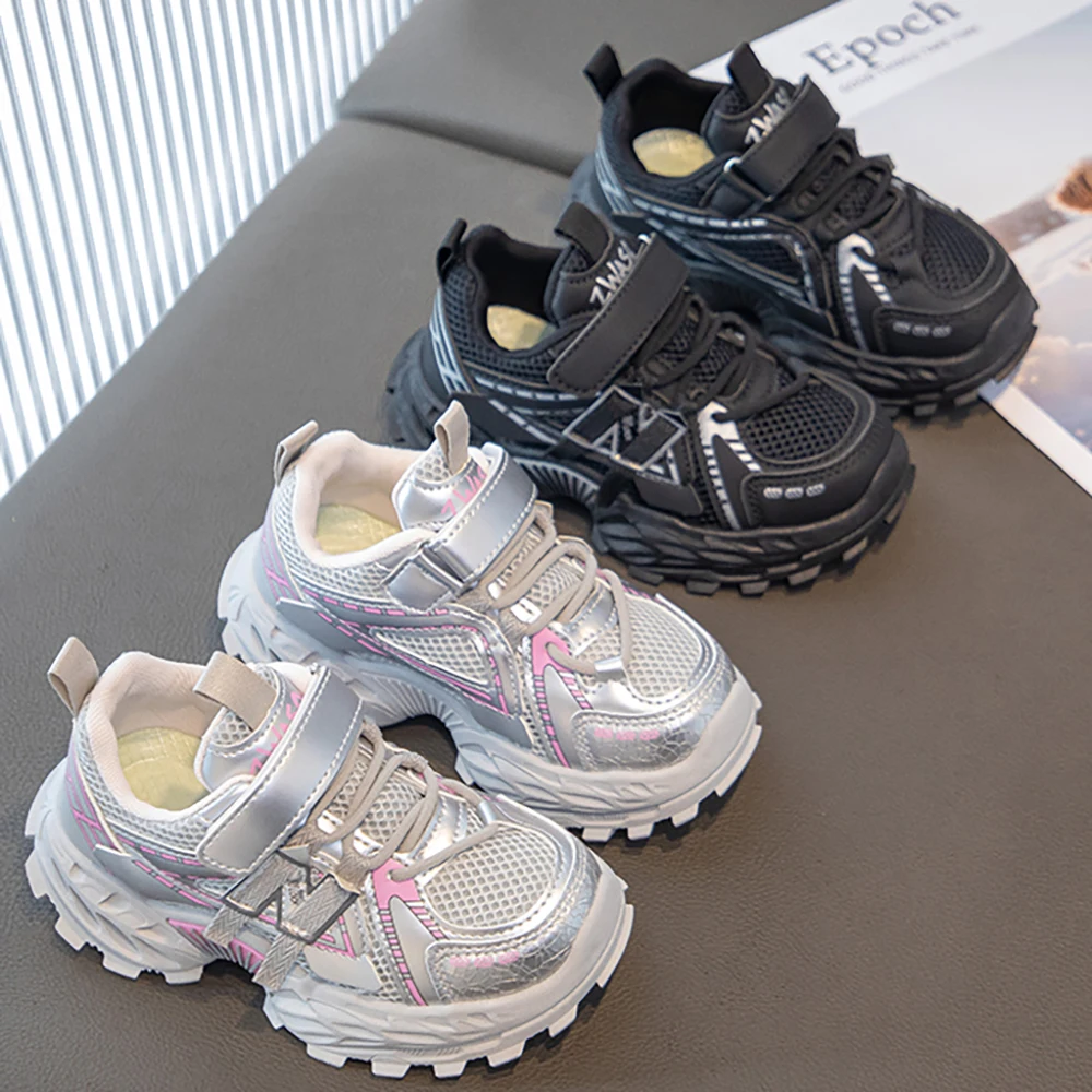 Trend Fashion Children's Sport Shoes PU Leather Breathable Teenager Kid's Sneakers Outdoor Boy's Girl's Running Shoes Teenager