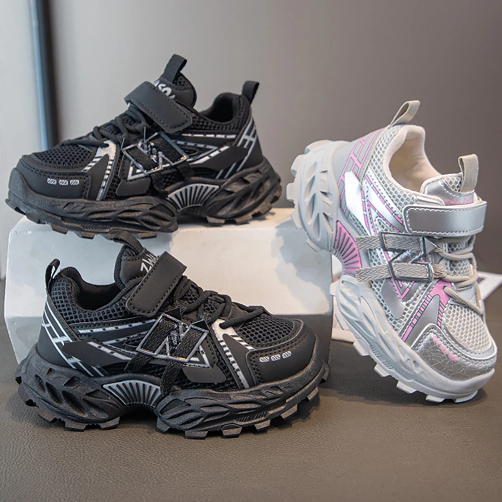 Trend Fashion Children's Sport Shoes PU Leather Breathable Teenager Kid's Sneakers Outdoor Boy's Girl's Running Shoes Teenager