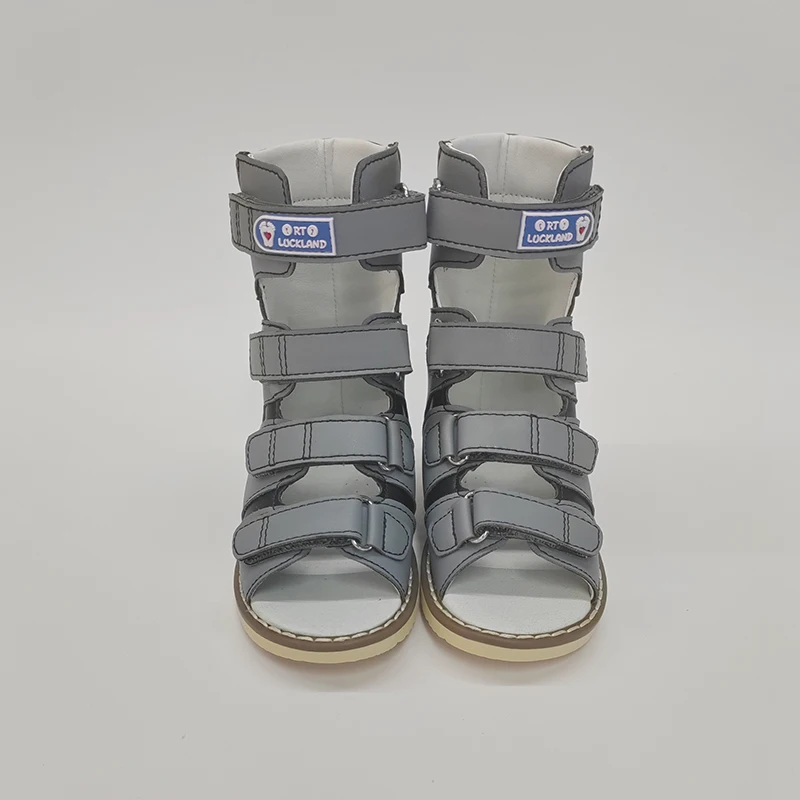 Ortoluckland Children High Top Sandals Boys Leather Orthopedic Shoes For Kids Clubfoot Ankle Support Flat Feet Footwear