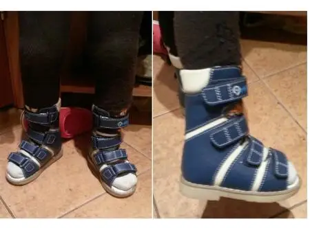 Ortoluckland Children High Top Sandals Boys Leather Orthopedic Shoes For Kids Clubfoot Ankle Support Flat Feet Footwear