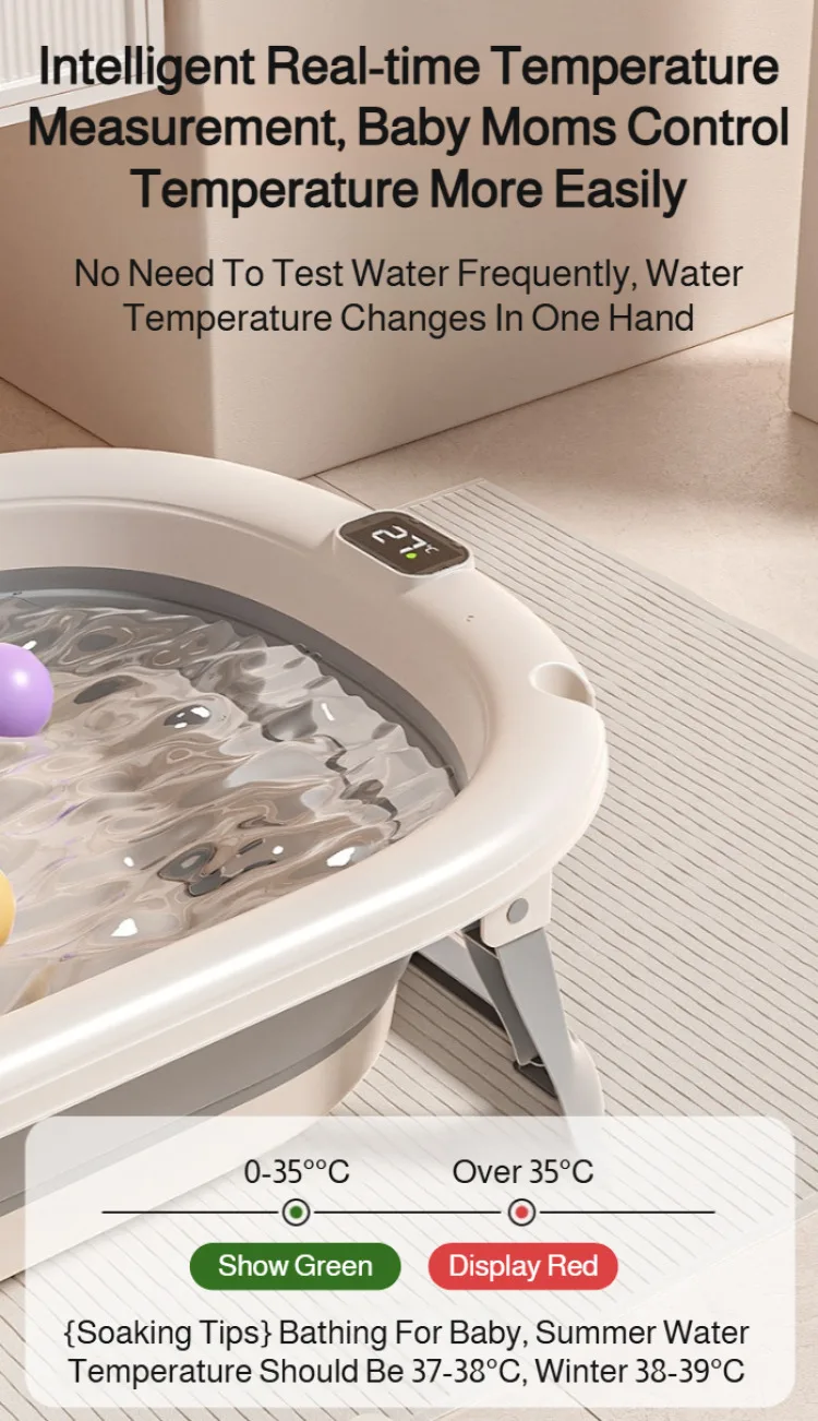 Foldable Baby Bathtub, Safe and Portable Bathing Solution for Infants and Toddlers, Suitable for 6-12 Months, Easy