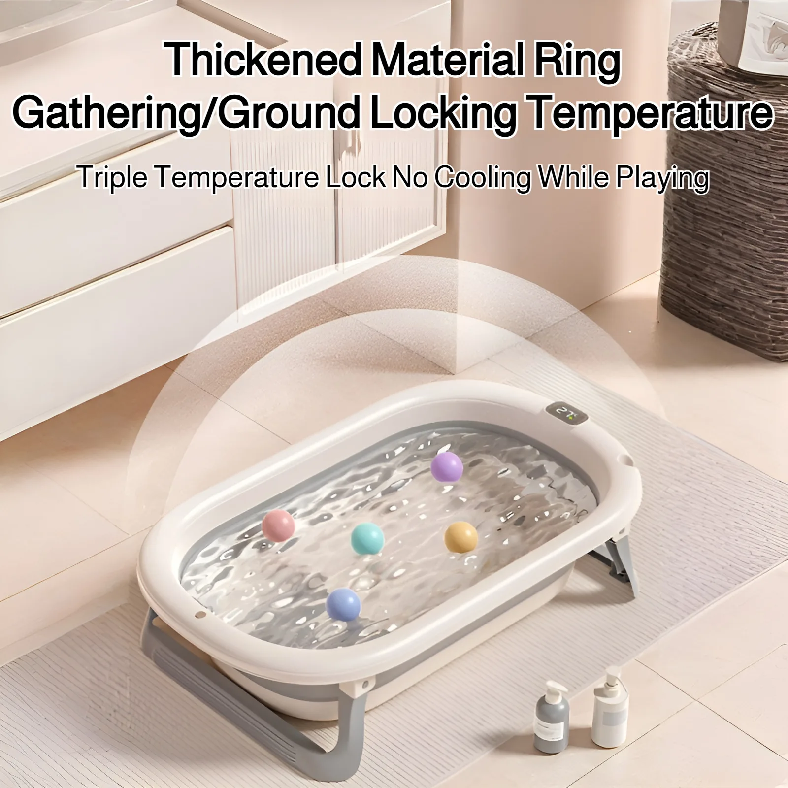 Foldable Baby Bathtub, Safe and Portable Bathing Solution for Infants and Toddlers, Suitable for 6-12 Months, Easy