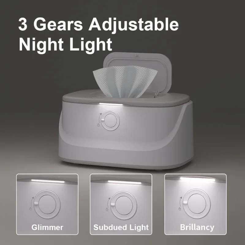 Baby Wipe Warmer with Night Light 3 Temperature Control Wipe Warmer and Baby Wet Wipes Dispenser Large Capacity Wipes Warmer