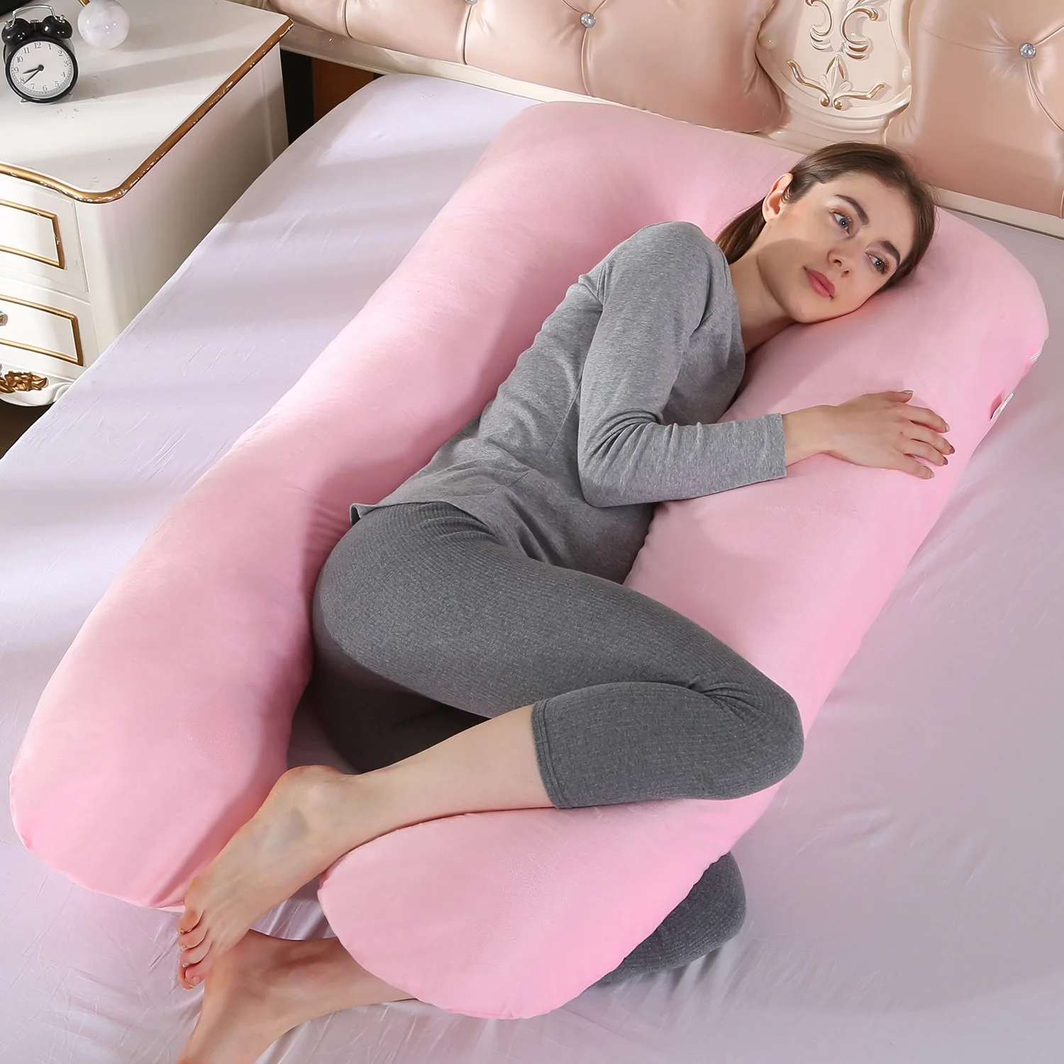 Pregnancy Pillow U Shaped Maternity Pillow with Removable Velvet Cover Full Body Pillow Support for Back HIPS Legs Belly