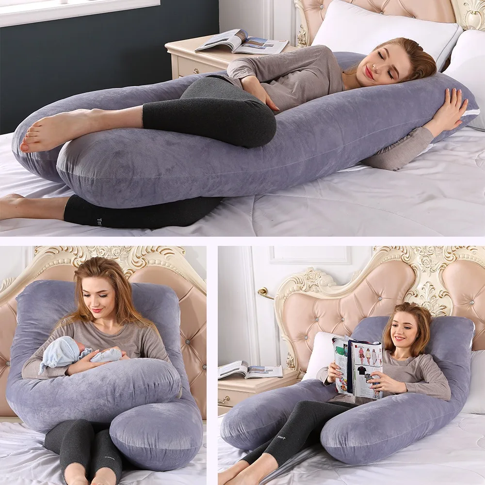 Pregnancy Pillow U Shaped Maternity Pillow with Removable Velvet Cover Full Body Pillow Support for Back HIPS Legs Belly