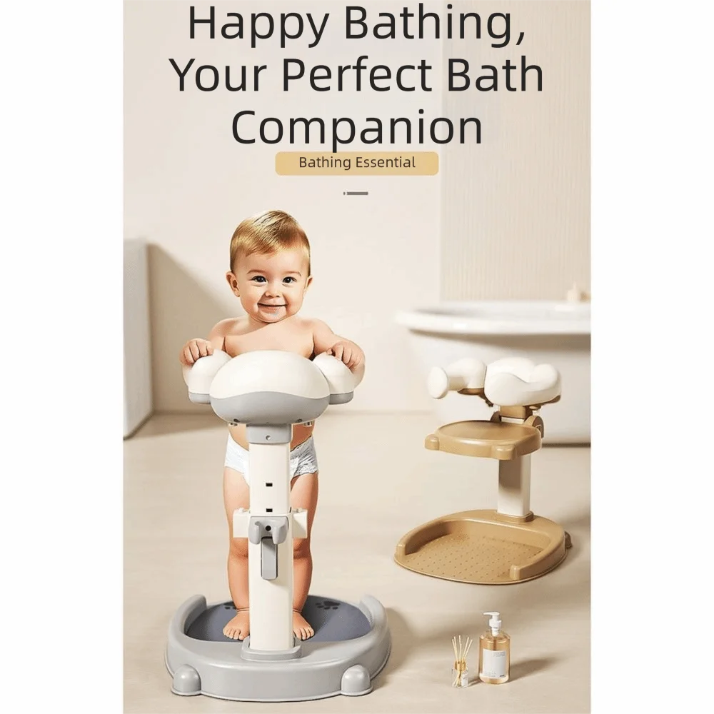 Non-Slip Baby Bath Stand Anti-Tip Free-Standing Baby Standing Shower Stand Safe Multifunctional Infant Bath Support