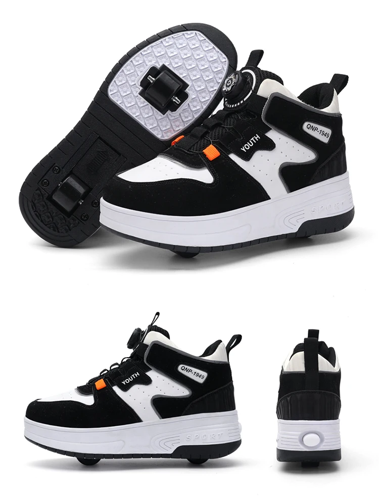 Kids Roller Skate Shoes Fashion Casual Sports Children 4-Wheels Sneakers for Boys and Girls Gift