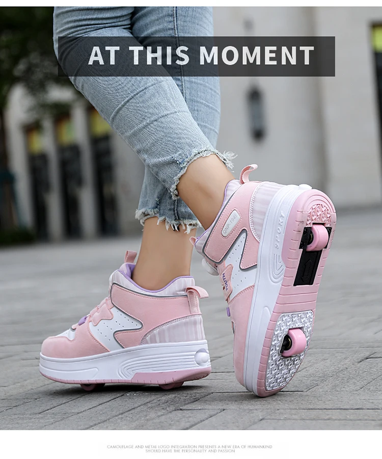 Kids Roller Skate Shoes Fashion Casual Sports Children 4-Wheels Sneakers for Boys and Girls Gift