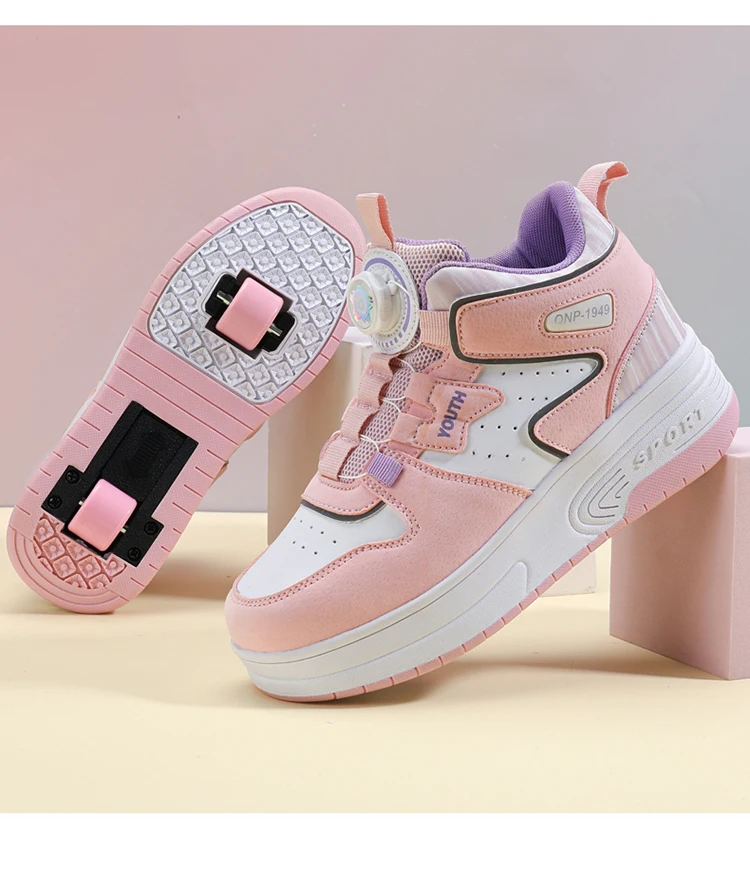 Kids Roller Skate Shoes Fashion Casual Sports Children 4-Wheels Sneakers for Boys and Girls Gift