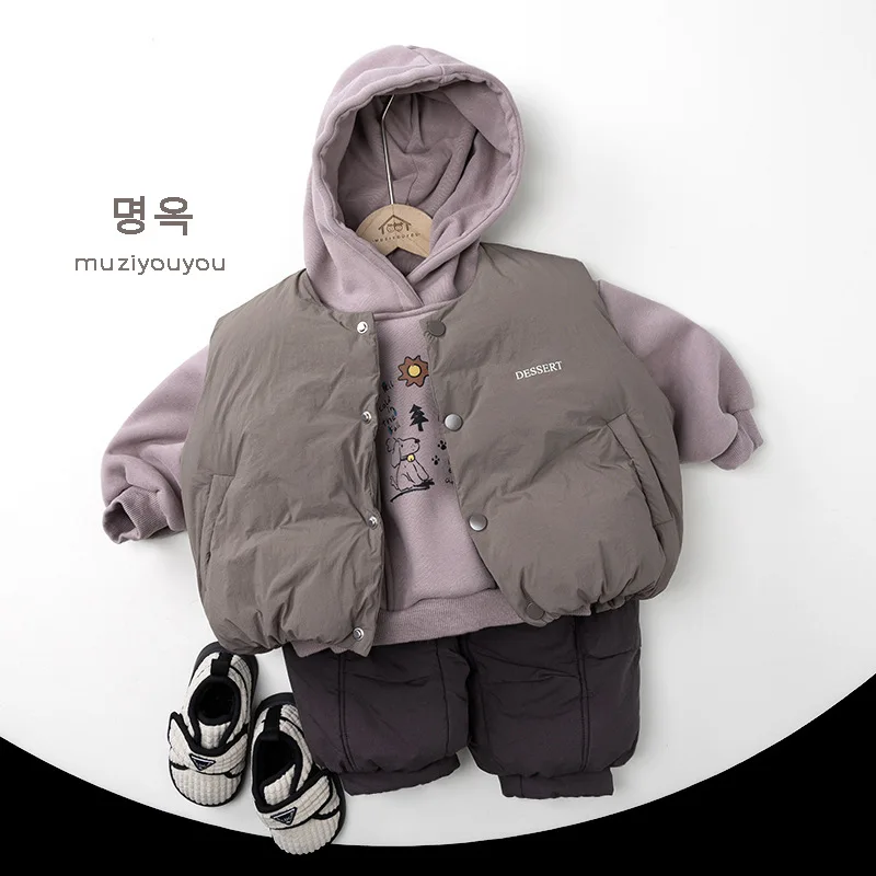 2025 Winter New Children Plus Velvet Thick Hoodie Vintage Kids Fleece Tops Boys Girls Warm Hooded Sweatshirt Baby Clothes