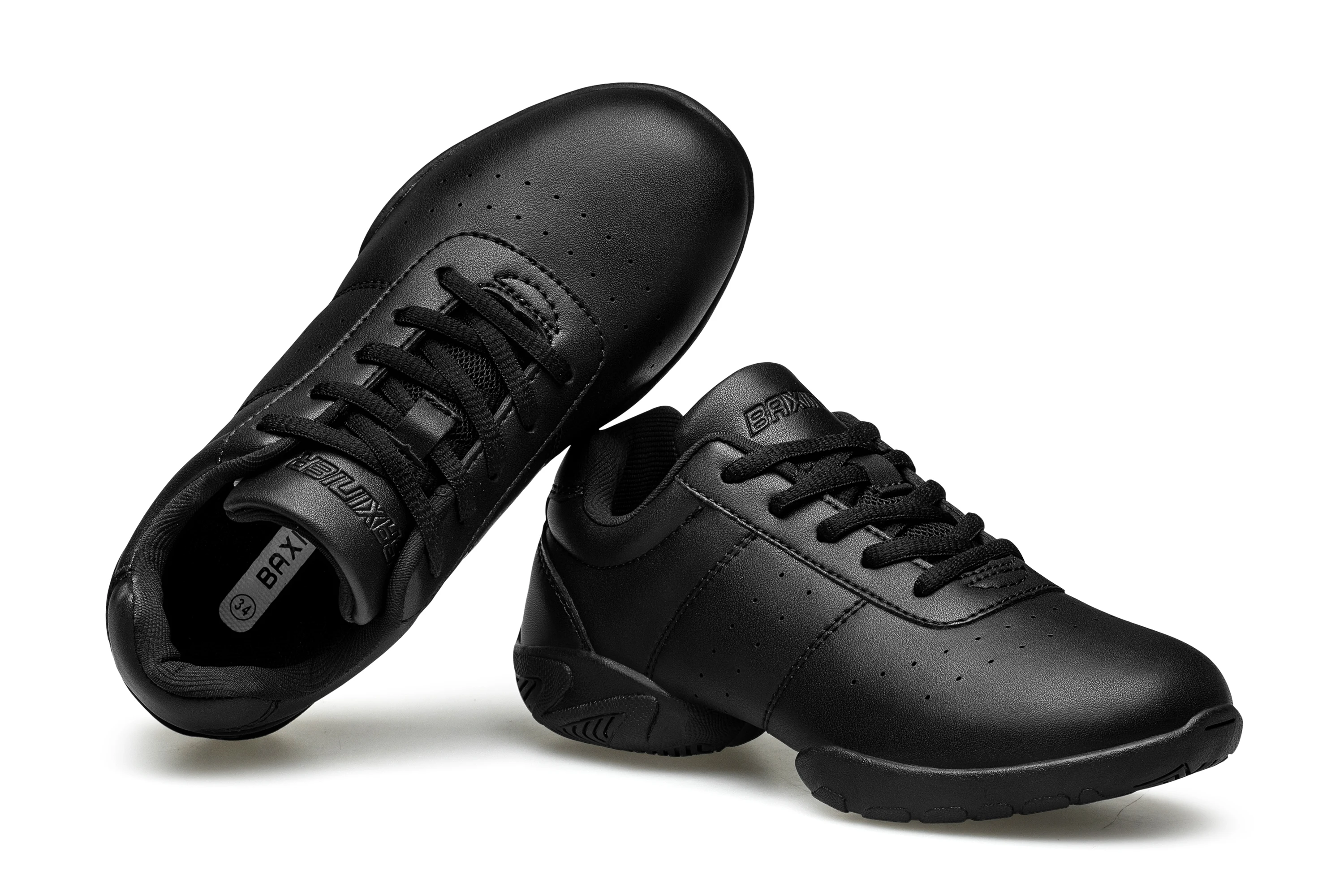 BAXINIER Girls White Dance Sneakers Kids Cheer Tennis Training Shoes Youth Competition Lightweight Cushioned Support