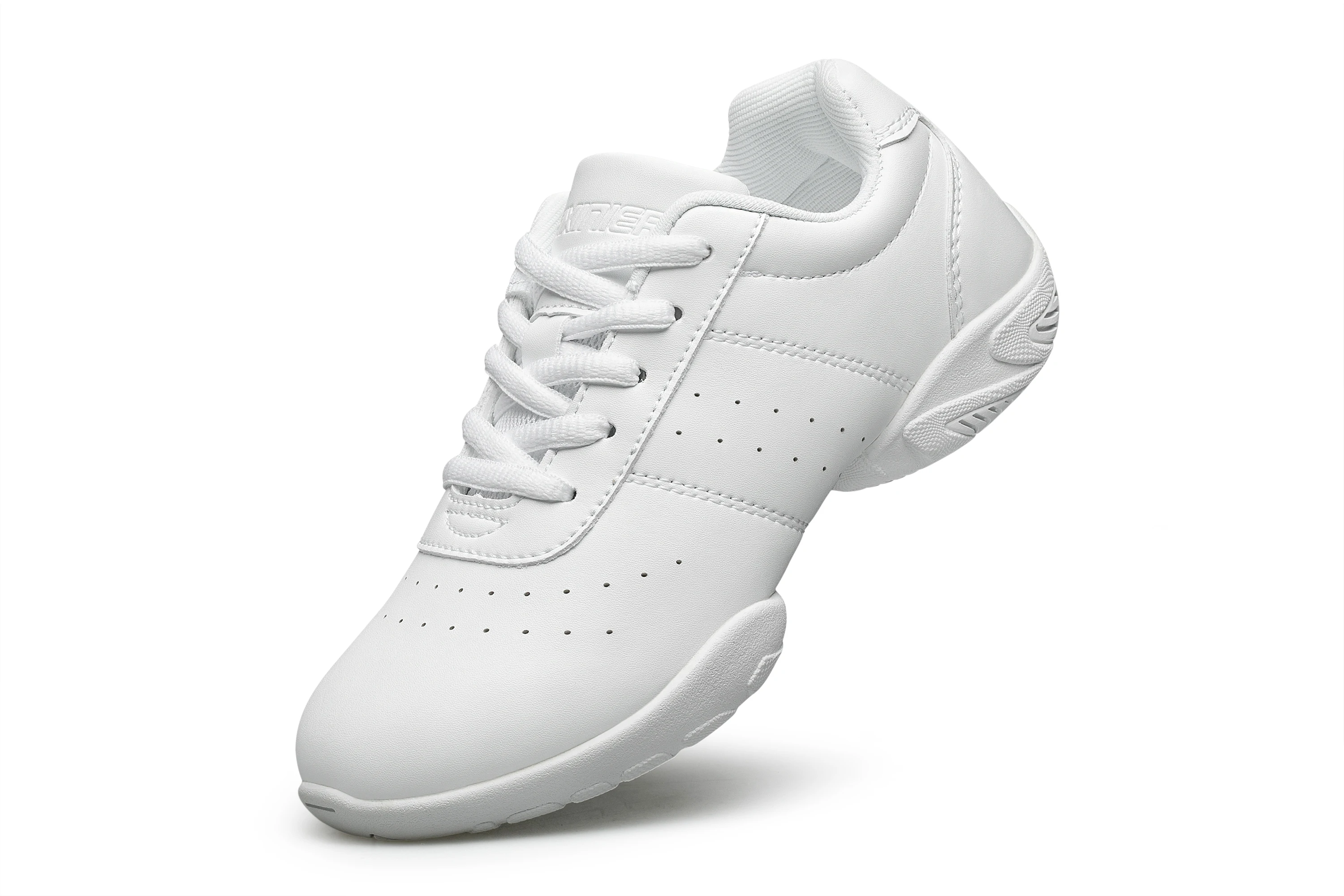 BAXINIER Girls White Dance Sneakers Kids Cheer Tennis Training Shoes Youth Competition Lightweight Cushioned Support