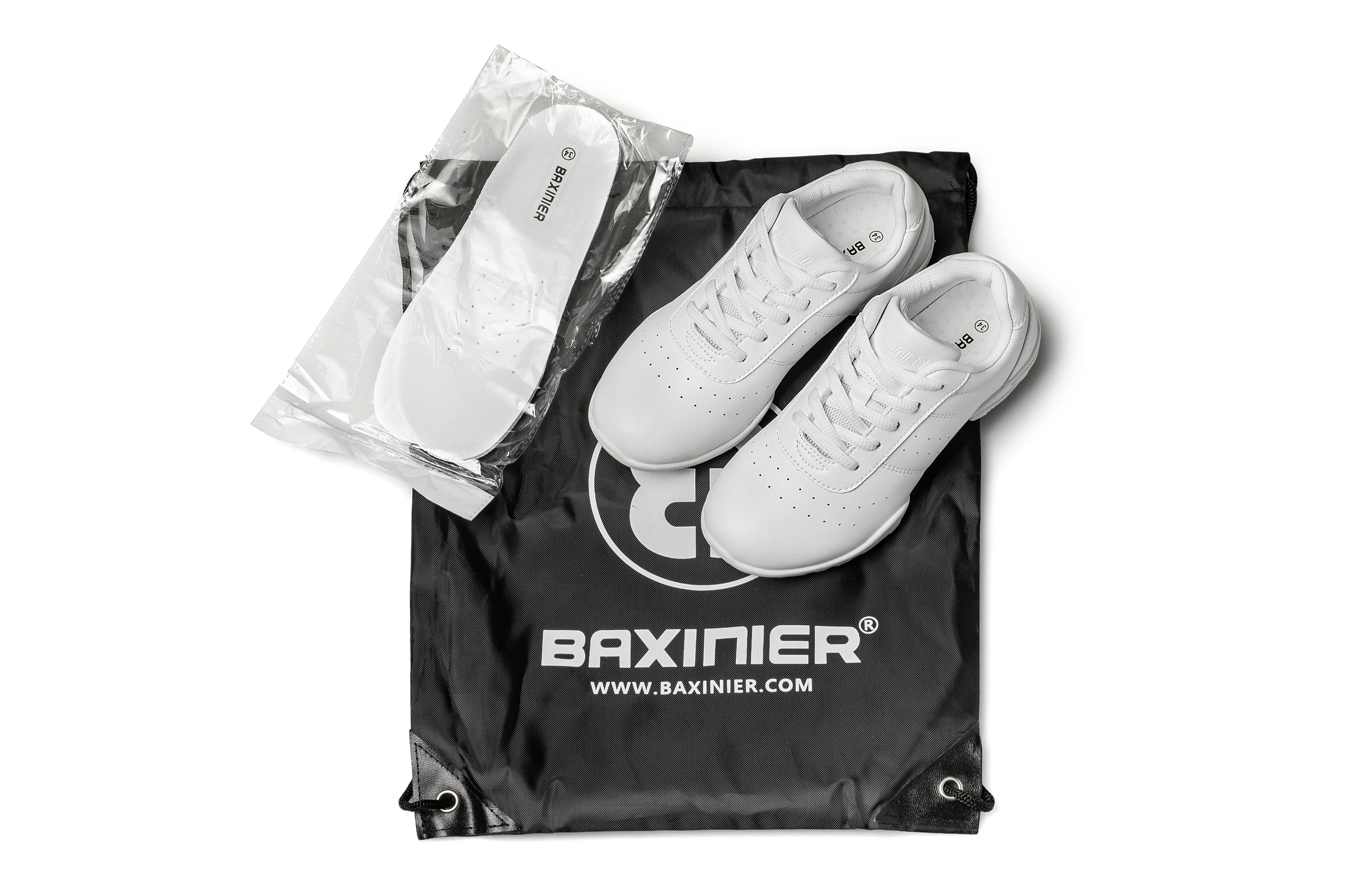 BAXINIER Girls White Dance Sneakers Kids Cheer Tennis Training Shoes Youth Competition Lightweight Cushioned Support