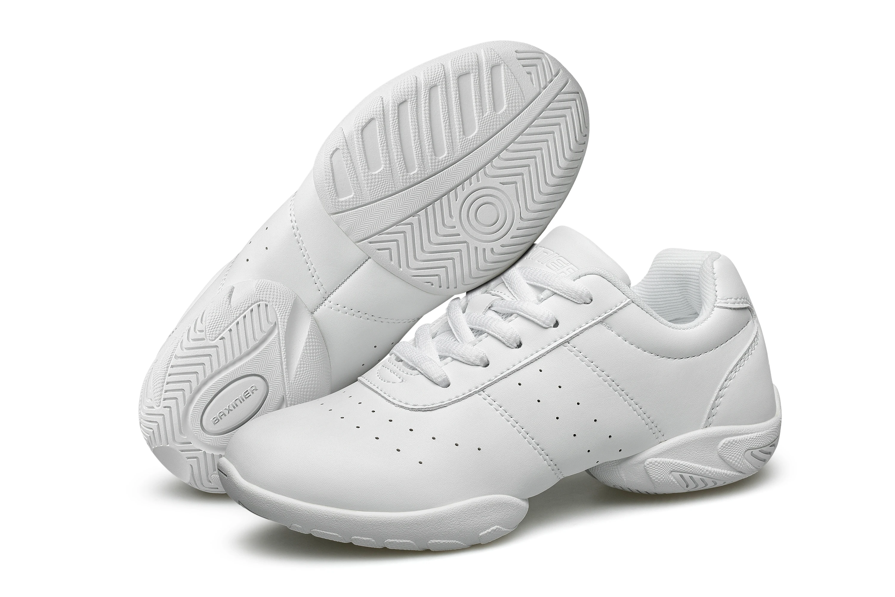 BAXINIER Girls White Dance Sneakers Kids Cheer Tennis Training Shoes Youth Competition Lightweight Cushioned Support
