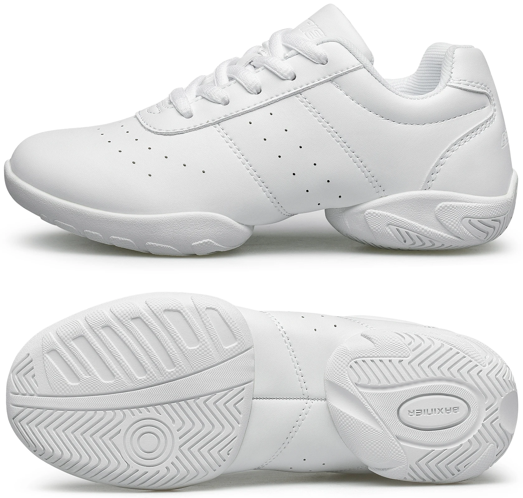 BAXINIER Girls White Dance Sneakers Kids Cheer Tennis Training Shoes Youth Competition Lightweight Cushioned Support
