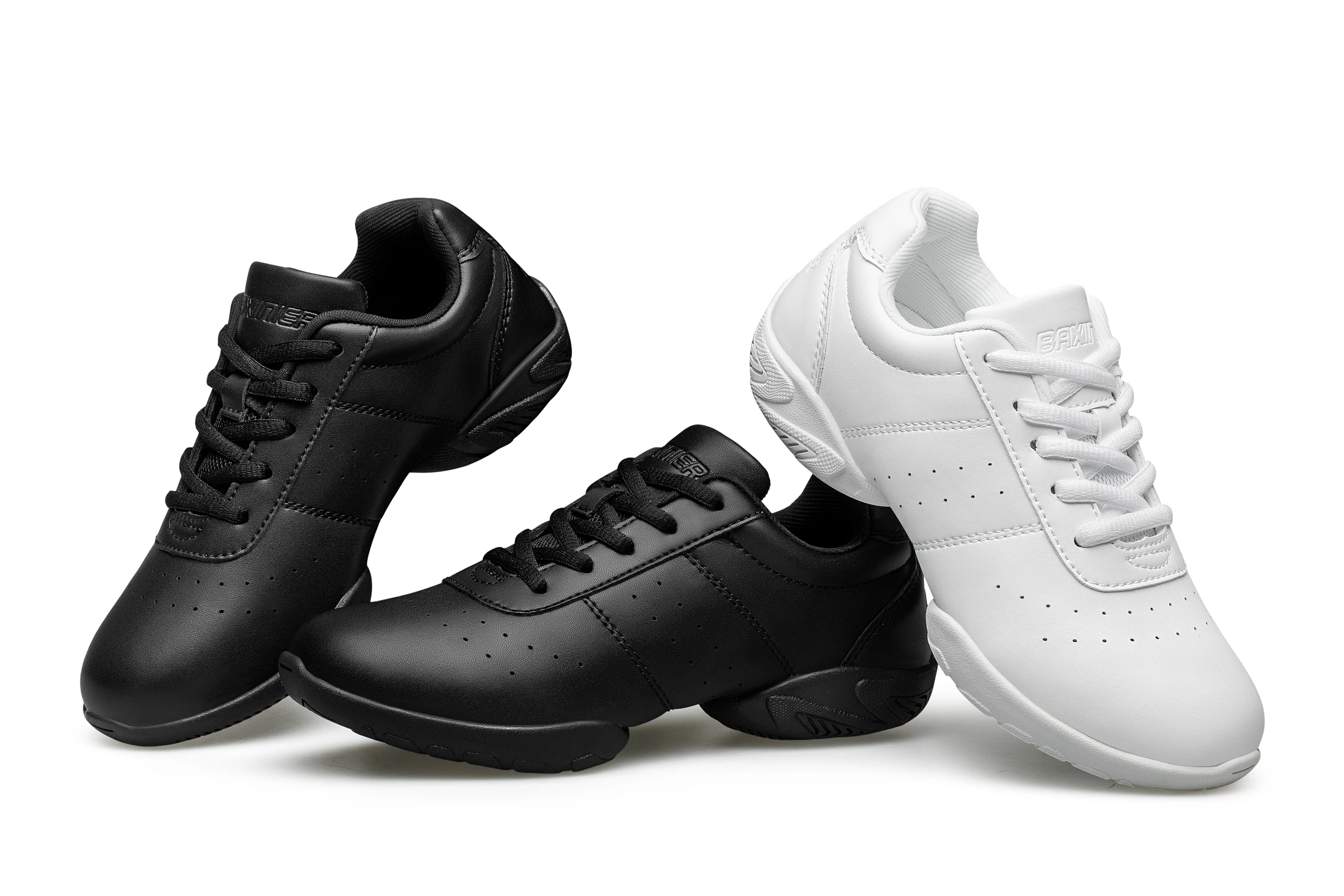 BAXINIER Girls White Dance Sneakers Kids Cheer Tennis Training Shoes Youth Competition Lightweight Cushioned Support