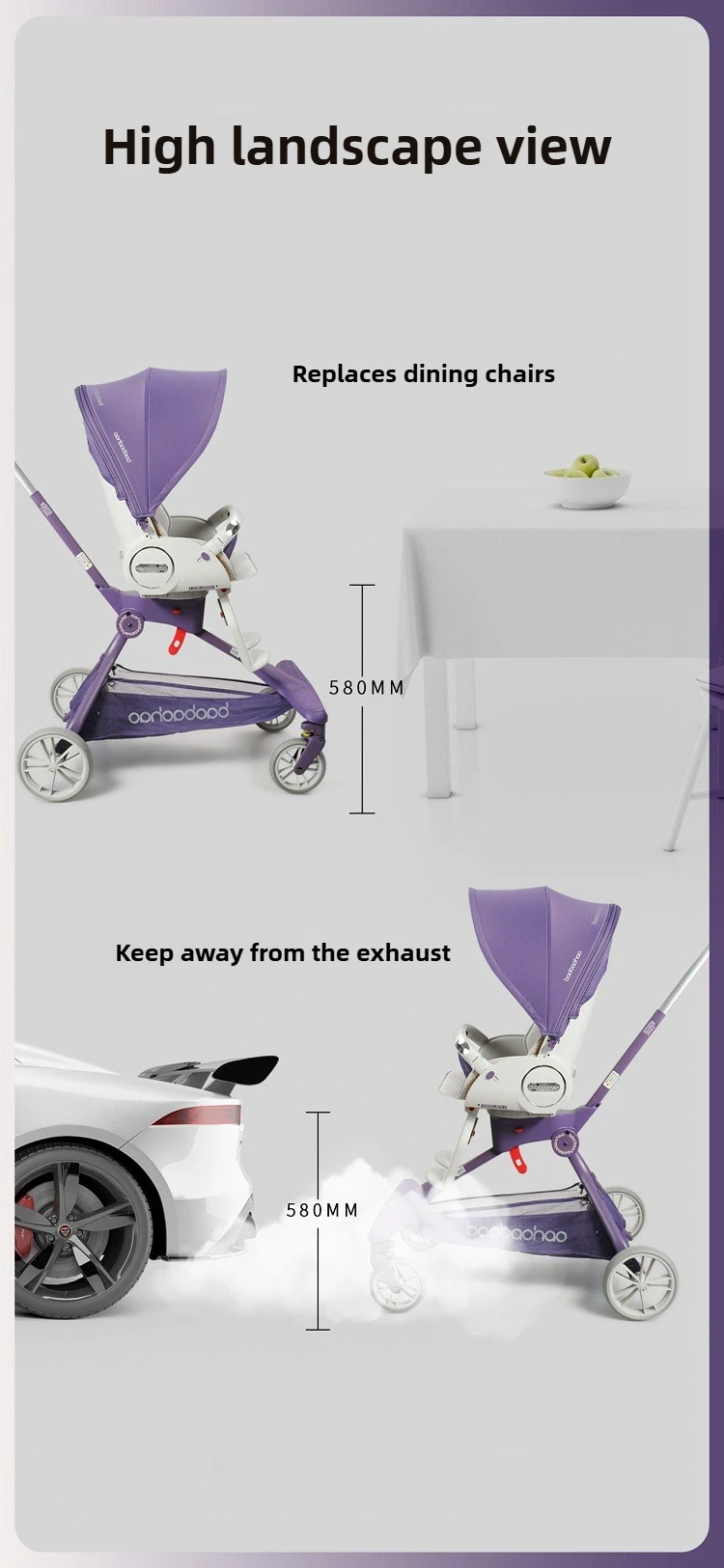 2025 New Baby Stroller A High-view, Lightweight Stroller That Can Be Sat on, Reclined, Pushed in Both Directions, and Folded.