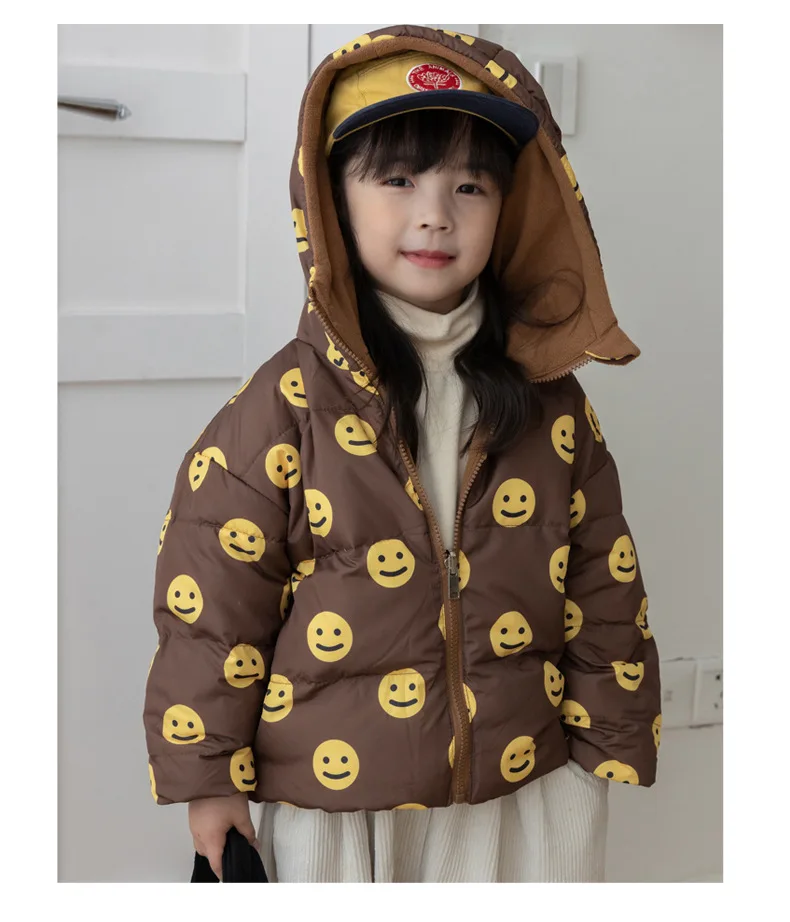 New Double-sided Down Cotton Jacket with Hooded Jacket for Children's Thickened Plush Children's Short Jacket