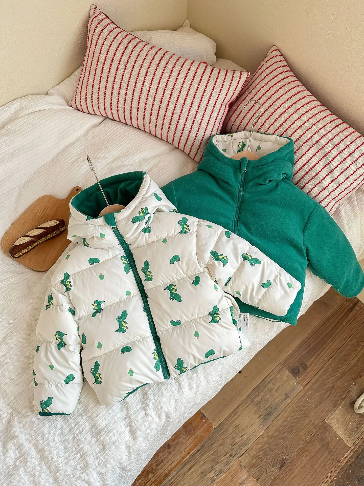 New Double-sided Down Cotton Jacket with Hooded Jacket for Children's Thickened Plush Children's Short Jacket