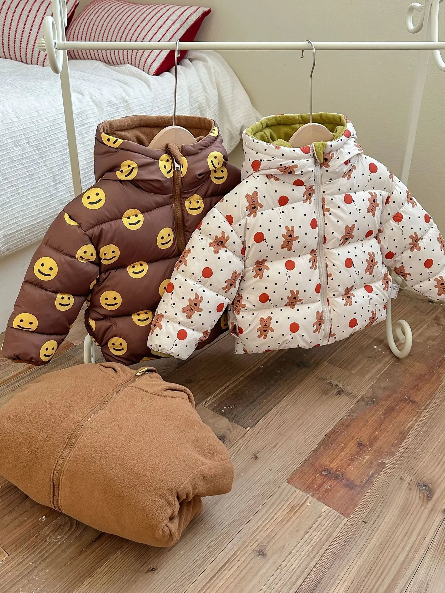 New Double-sided Down Cotton Jacket with Hooded Jacket for Children's Thickened Plush Children's Short Jacket