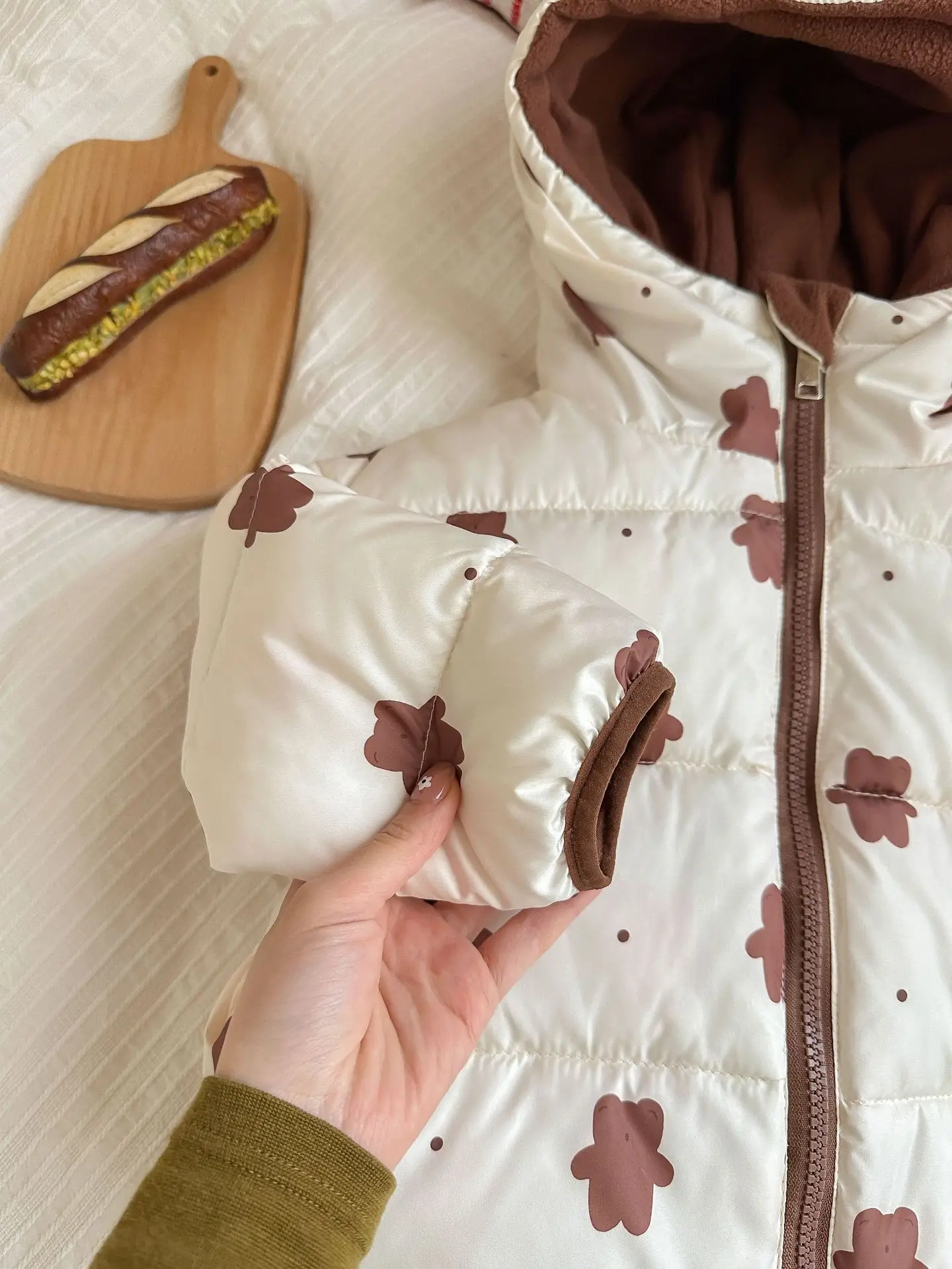New Double-sided Down Cotton Jacket with Hooded Jacket for Children's Thickened Plush Children's Short Jacket