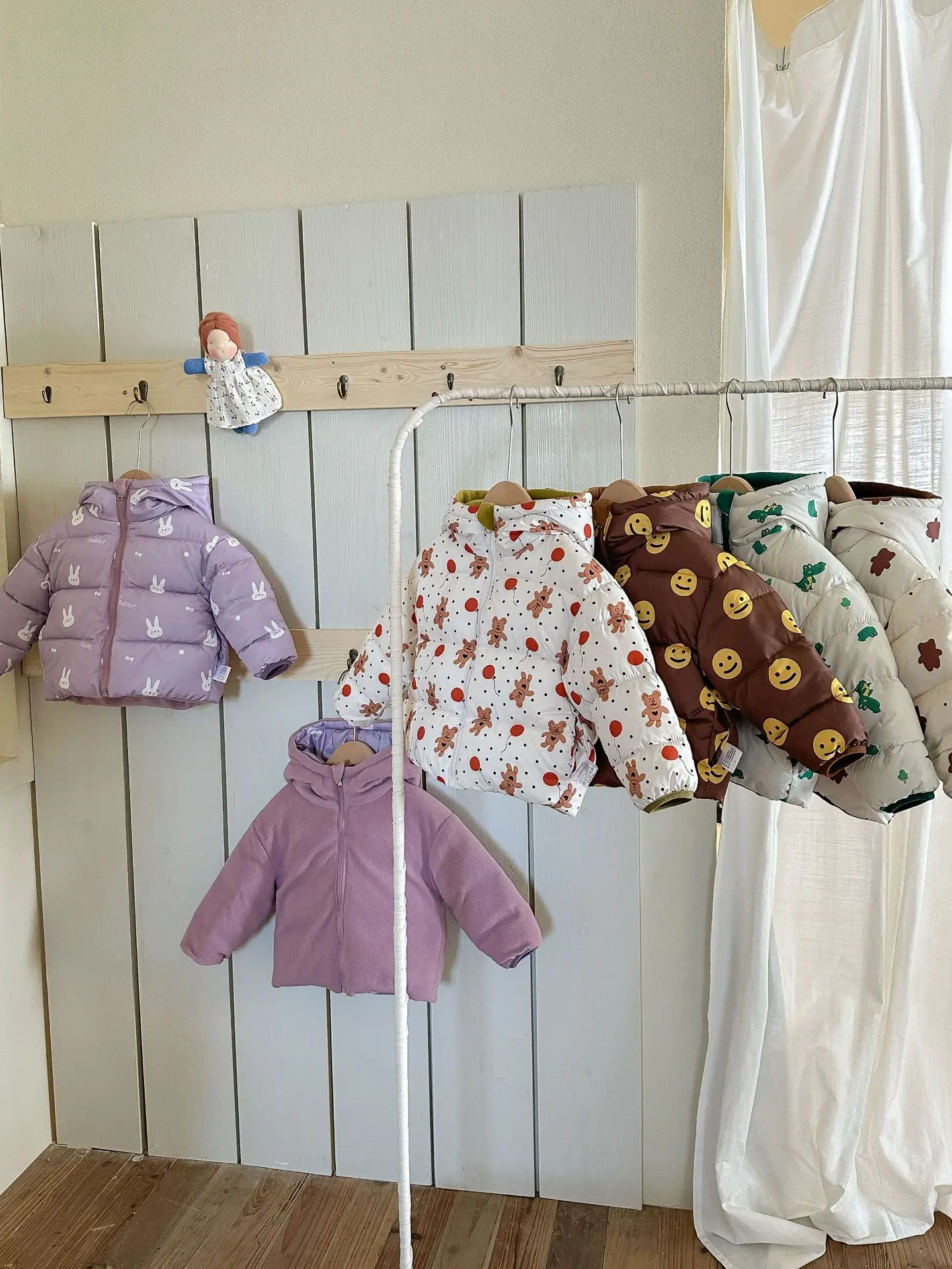 New Double-sided Down Cotton Jacket with Hooded Jacket for Children's Thickened Plush Children's Short Jacket