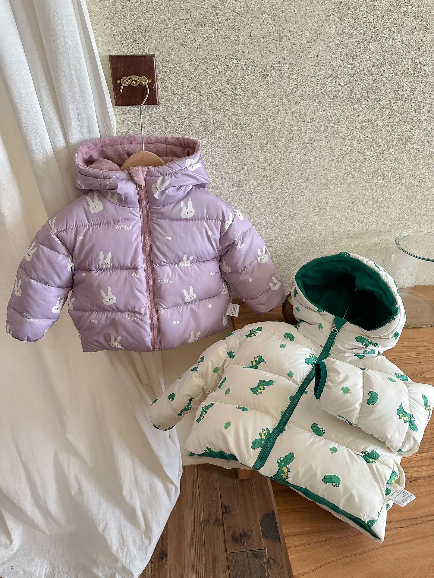 New Double-sided Down Cotton Jacket with Hooded Jacket for Children's Thickened Plush Children's Short Jacket