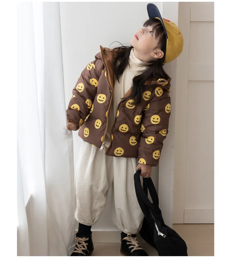 New Double-sided Down Cotton Jacket with Hooded Jacket for Children's Thickened Plush Children's Short Jacket