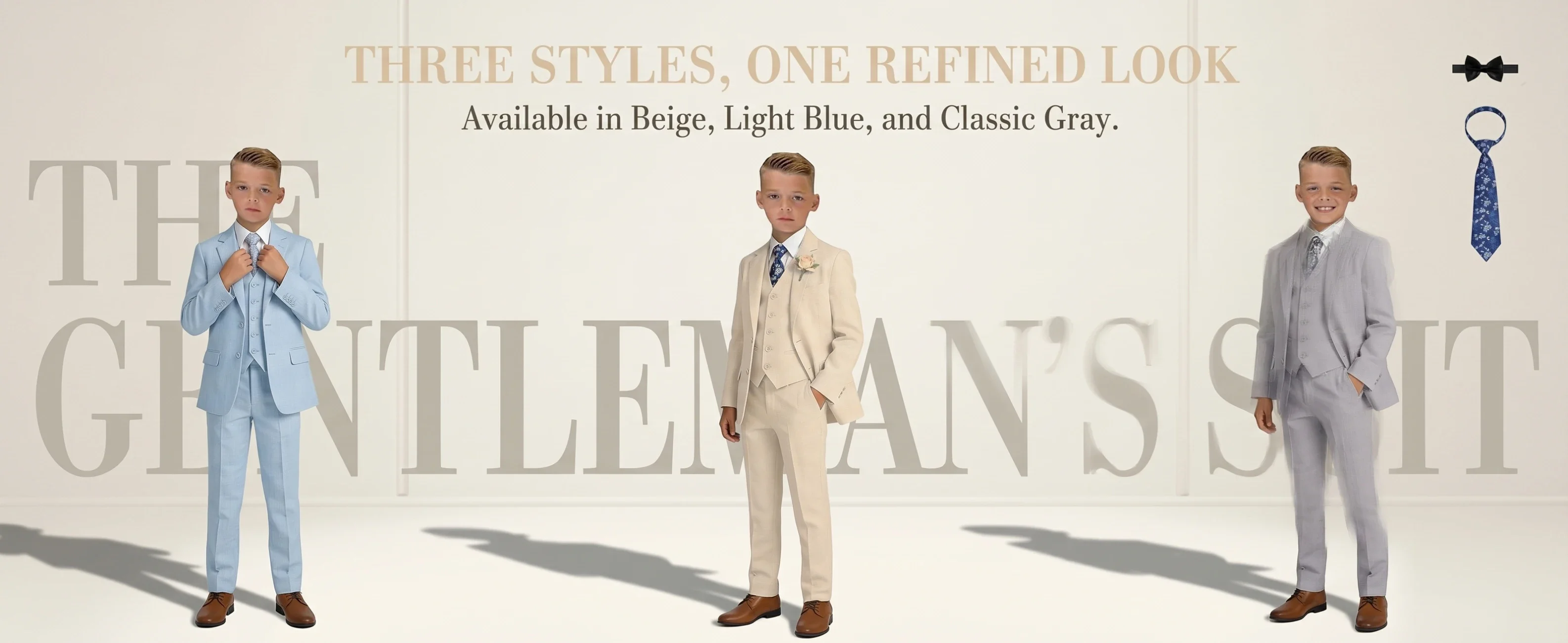Boy's Linen Suit , 4 Piece Regular Fit Tuxedo for Kids, Jacket Vest Pants Tie Communion Piano Preformance Ring Bearer Suits