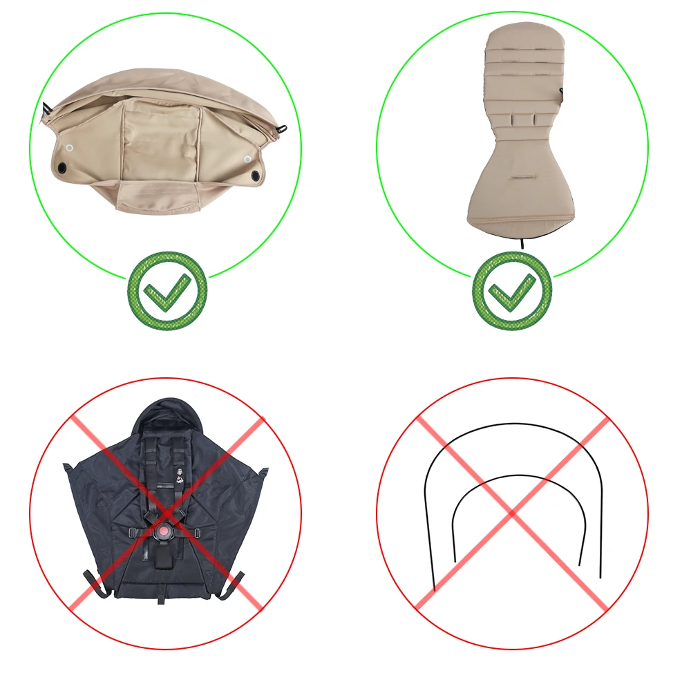 175° 2pcs/Set Sunshade&Cushion Thickening Breathable Canopy UPF50+ Cotton Mattress Yoyo/Yoyo2/Yoya Stroller Replacement Parts