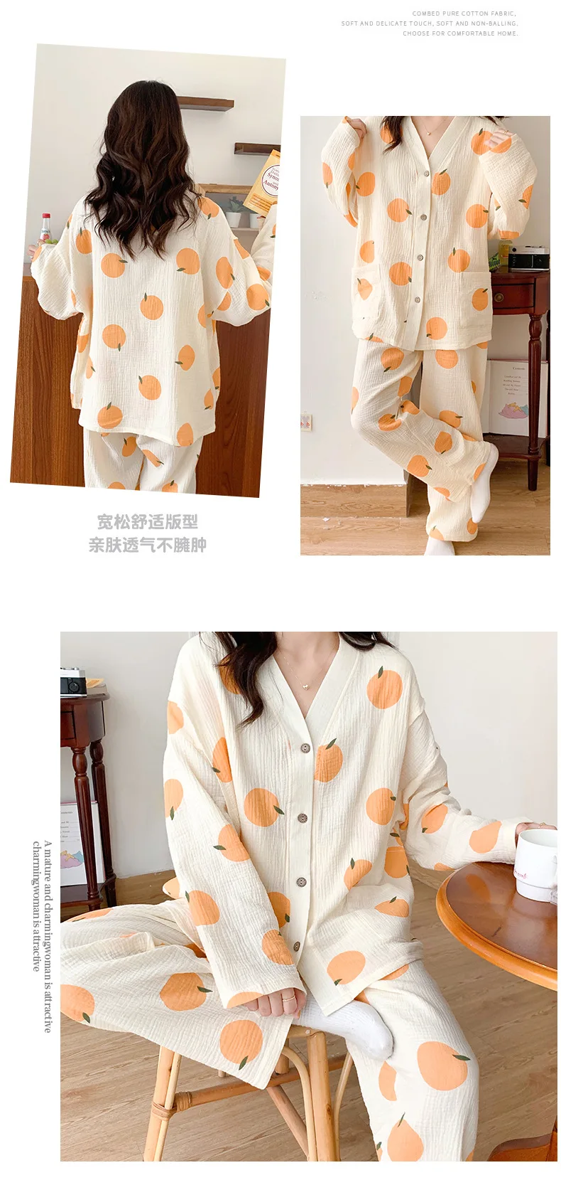 Pure Cotton Gauze Maternity Breastfeeding Nursing Clothing Spring Summer New Thin Breathable Floral Pajamas Suit