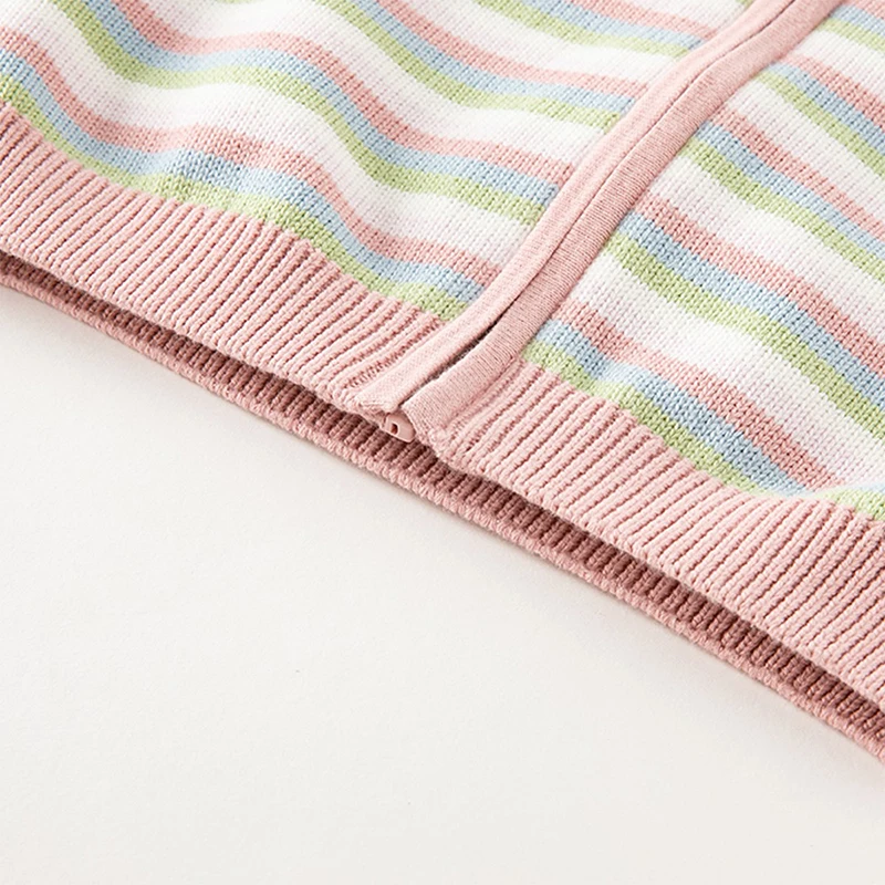 Dave Bella Girls Autumn Winter Hooded Cardigan Sweater for Children Stripe Long Sleeve Knitted Sweater Kids Outwear DB3236100