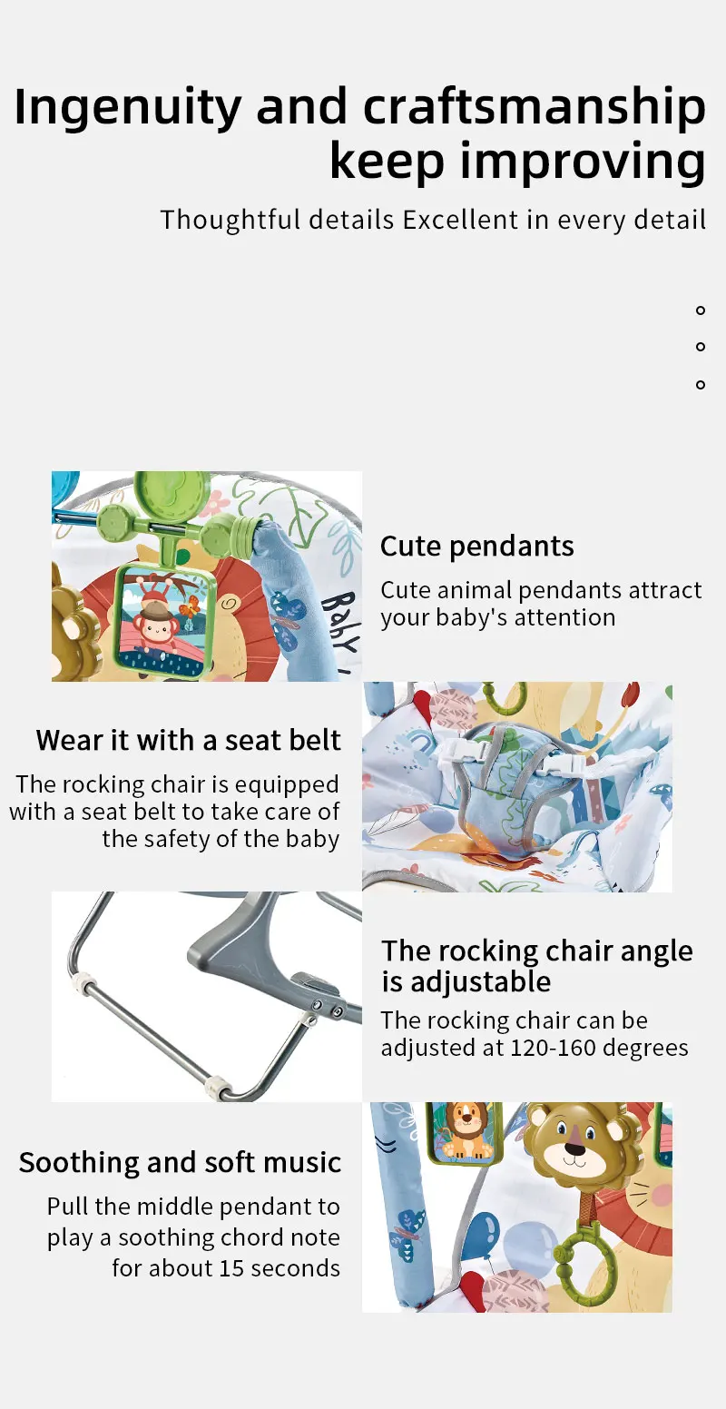 Baby Electric Rocking Chair Cradle Multifunctional Toys with Music Vibration Newborn Cradle Bed Sleep Shaker Fit 0-2 Years Old