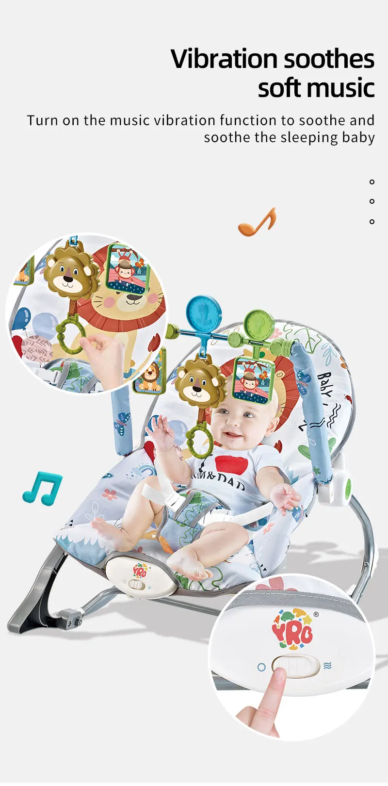 Baby Electric Rocking Chair Cradle Multifunctional Toys with Music Vibration Newborn Cradle Bed Sleep Shaker Fit 0-2 Years Old