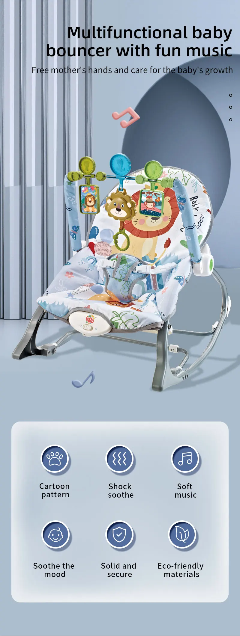 Baby Electric Rocking Chair Cradle Multifunctional Toys with Music Vibration Newborn Cradle Bed Sleep Shaker Fit 0-2 Years Old