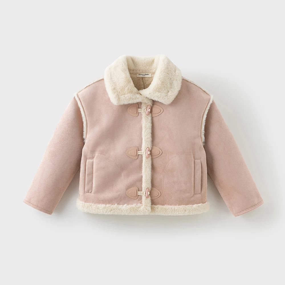 Dave Bella Girls Velvet Jacket Autumn Winter Children Thick Warm Overcoat Long Sleeves Fashion Outerwear Kids Clothing DK4253958