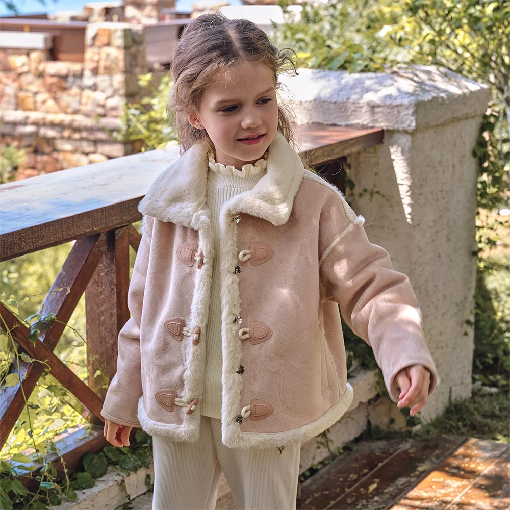 Dave Bella Girls Velvet Jacket Autumn Winter Children Thick Warm Overcoat Long Sleeves Fashion Outerwear Kids Clothing DK4253958