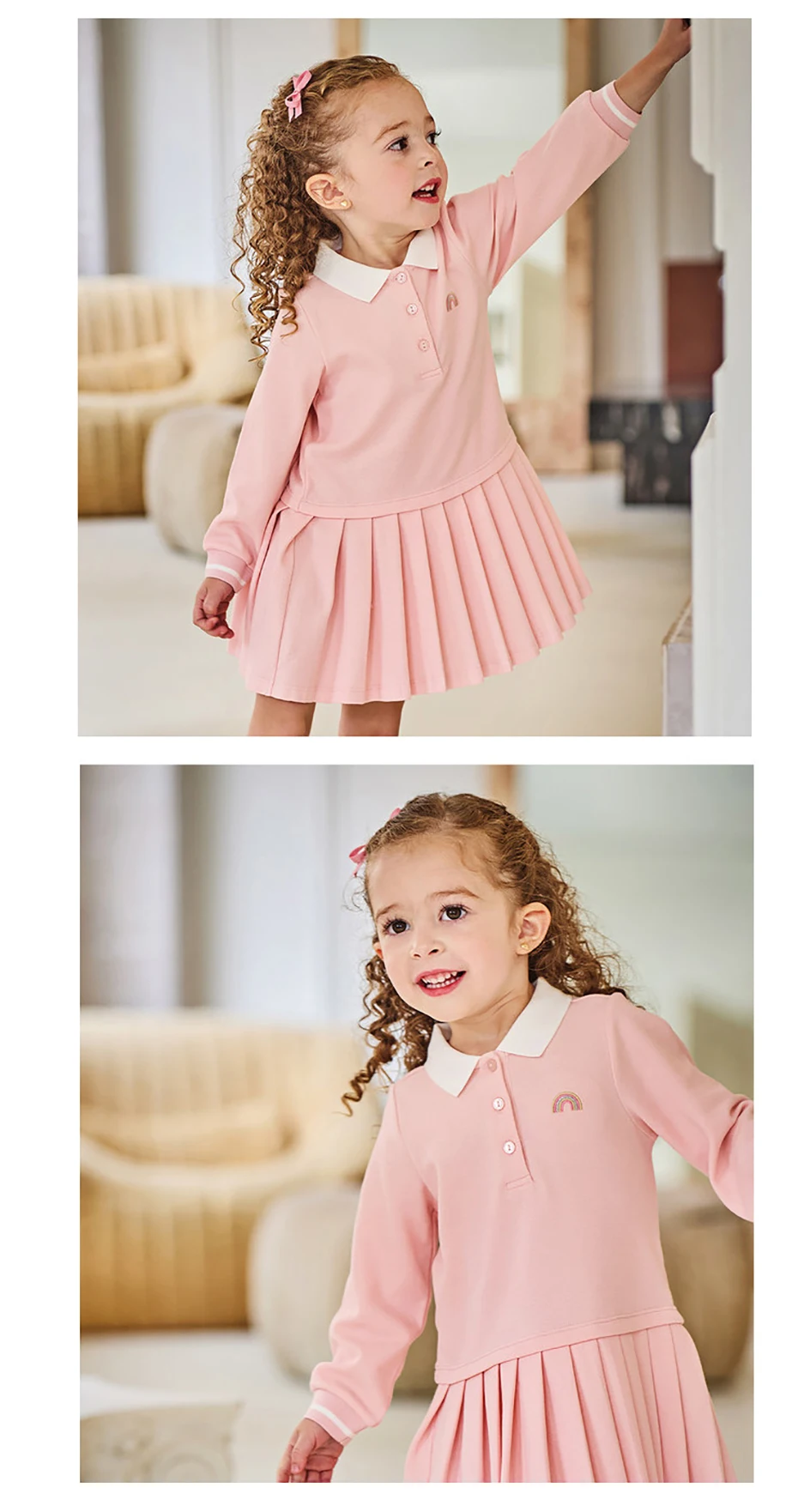 Dave Bella Autumn Girl Baby Princess Dress Casual Sweet Cute College Style Kids Polo Long sleeved Dress Party Gentle DB3254962