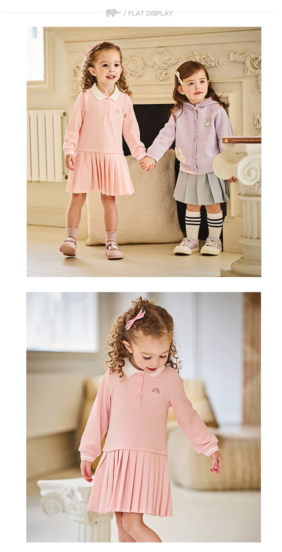 Dave Bella Autumn Girl Baby Princess Dress Casual Sweet Cute College Style Kids Polo Long sleeved Dress Party Gentle DB3254962