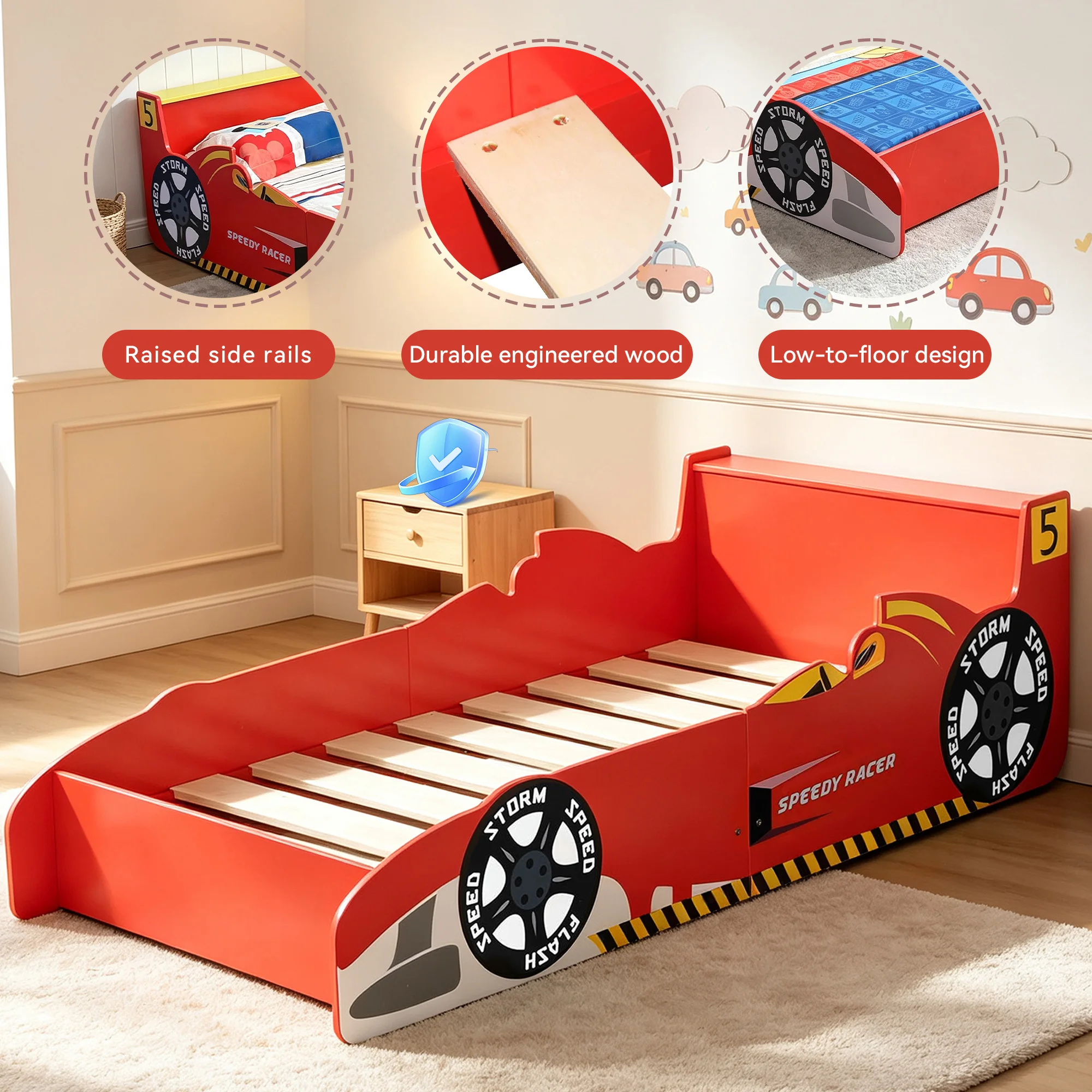 Mcc Direct Racing Car Junior Bed Toddler Kids Bed - mattress not included