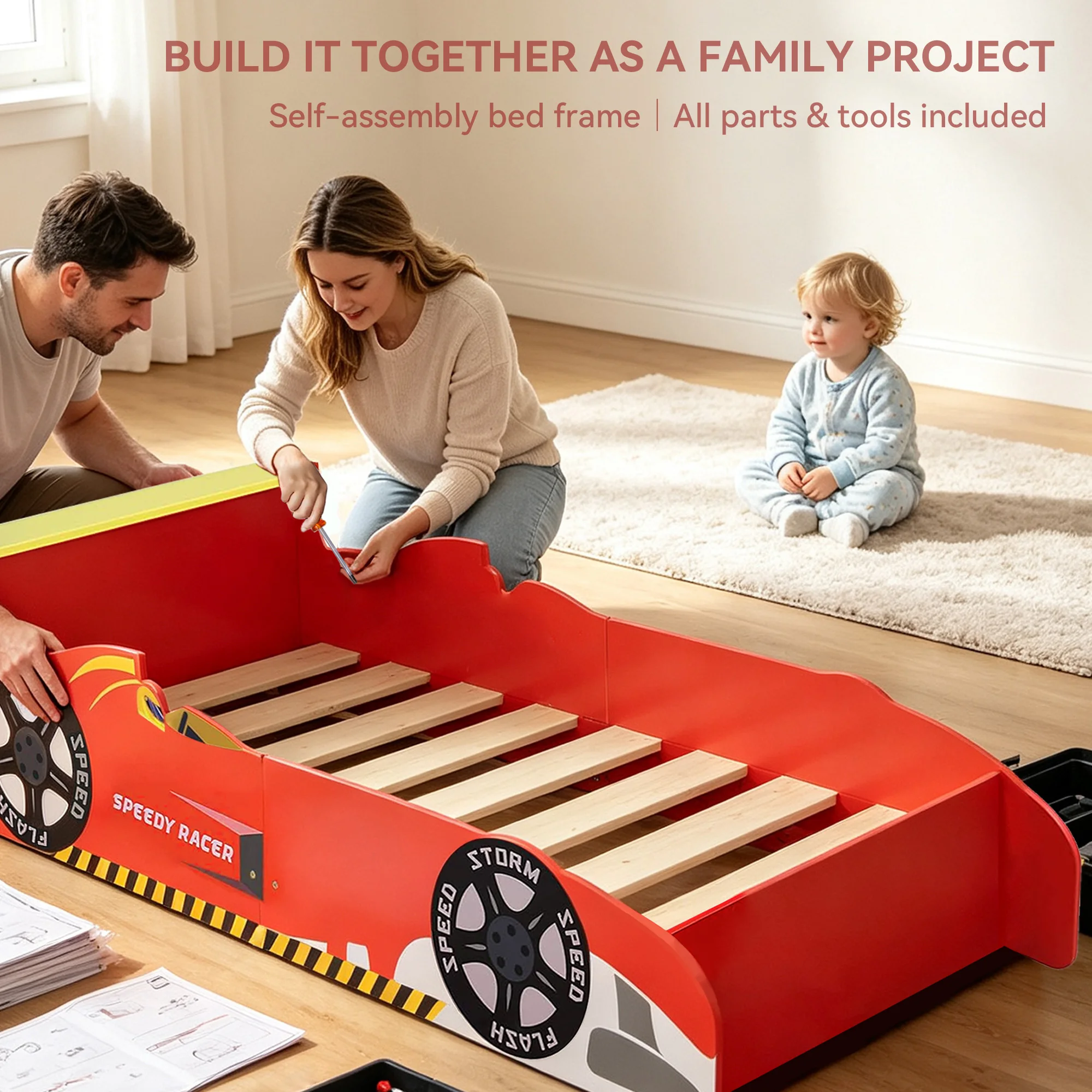 Mcc Direct Racing Car Junior Bed Toddler Kids Bed - mattress not included