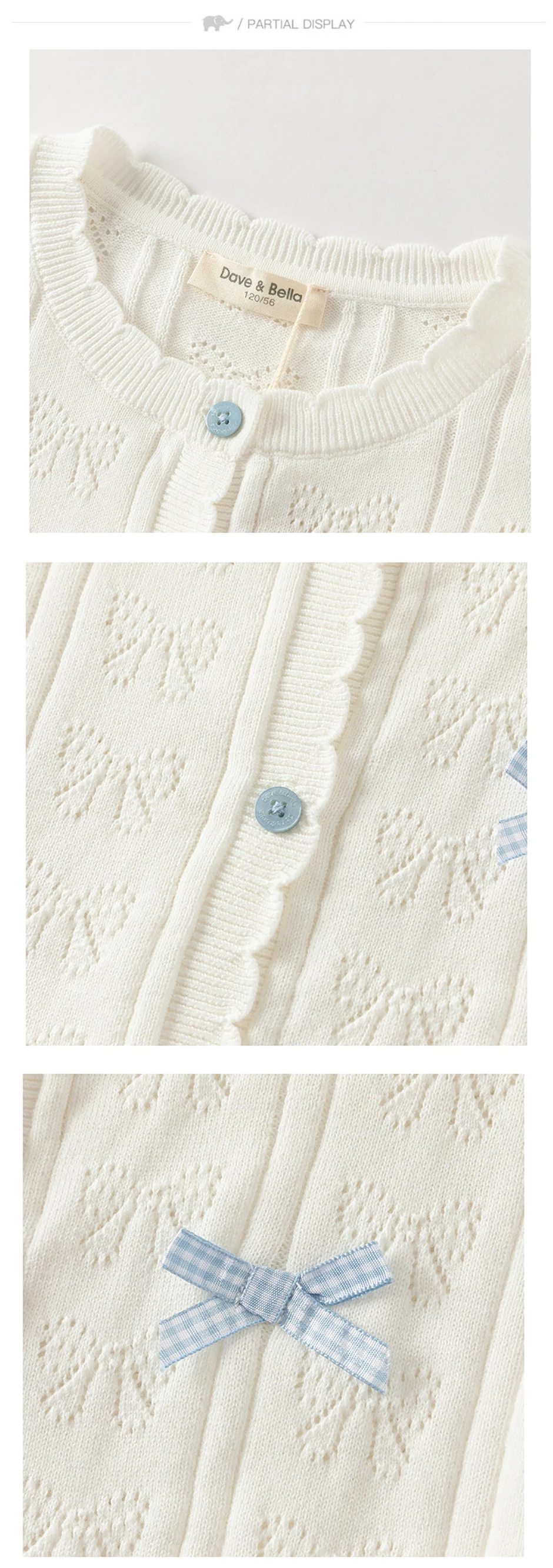 Dave Bella Gilrs Spring Autumn Cardigan Sweater Winter Knitted Cotton Sweater Children Outerwear Kids Clothes DK1260419